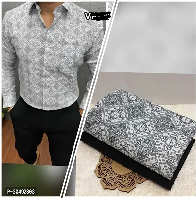 Stylish Multi Printed Cotton Blend Shirt And Trouser Set Fabric For Men