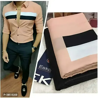 Stylish Peach Polycotton Shirt And Trouser Set Clothing Fabrics For Men