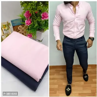 Stylish Pink Cotton Blend Shirt And Trouser Set Clothing Fabrics For Men