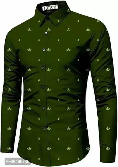 Stylish Cotton Blend Green Shirt Fabric-thumb0