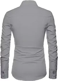 Stylish Polycotton Grey Shirt Fabric-thumb1