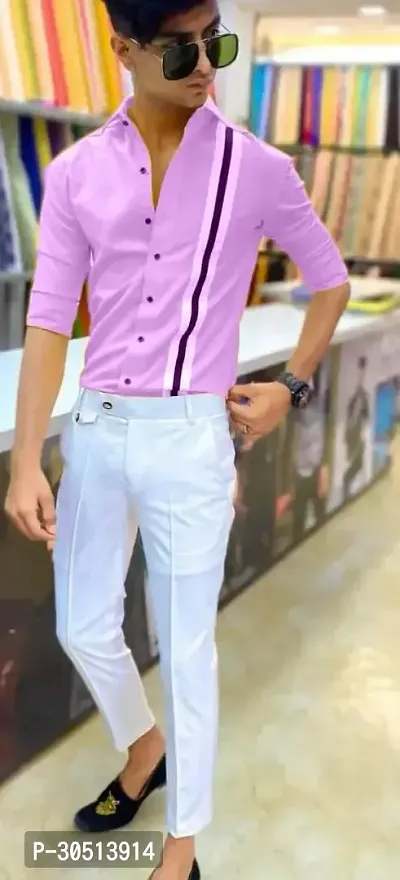 Stylish Purple Polycotton Shirt And Trouser Set Clothing Fabric For Men