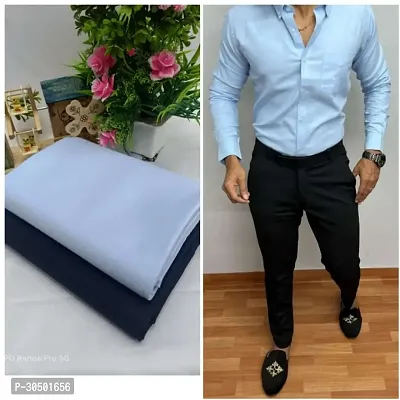 Stylish Blue Polycotton Shirt And Trouser Set Clothing Fabric For Men