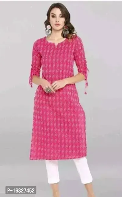 Trendy Pink Rayon A-Line Kurti For Women-thumb0