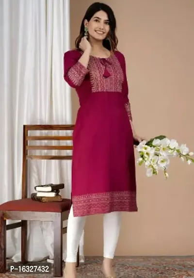 Trendy Maroon Rayon A-Line Kurti For Women-thumb0