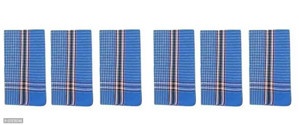 Stylish Blue Cotton Handkerchiefs For Men Pack Of 1 (6Pcs Packet)-thumb0