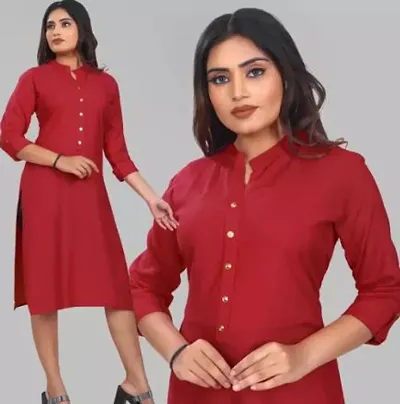 Stylish Rayon Straight Stitched Kurti For Women