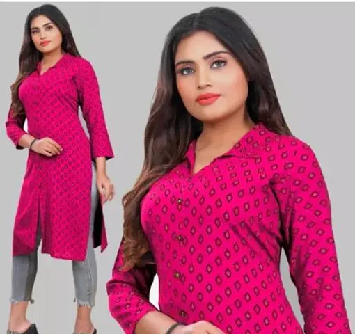 Stylish Rayon Straight Stitched Kurti For Women