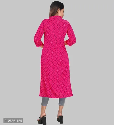 Stylish Pink Rayon Straight Printed Stitched Kurti For Women-thumb3