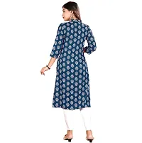 Stylish Blue Rayon Straight Printed Stitched Kurti For Women-thumb2