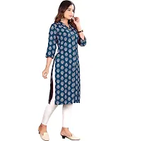 Stylish Blue Rayon Straight Printed Stitched Kurti For Women-thumb3