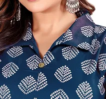 Stylish Blue Rayon Straight Printed Stitched Kurti For Women-thumb1