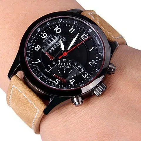 Stylish men Leather belt watches