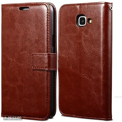 BINTAGE Magnetic Case Artificial Leather Flip Cover for Samsung Galaxy J5 Prime - Executive Brown