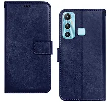 BINTAGE Magnetic Case Artificial Leather Flip Cover for Infinix X662 64+4 /Hot 11 - Attractive Blue-thumb1