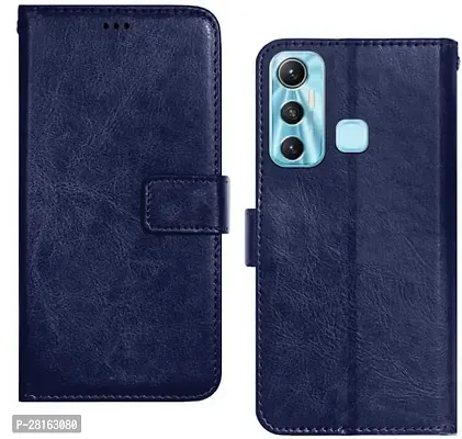 BINTAGE Magnetic Case Artificial Leather Flip Cover for Infinix X662 64+4 /Hot 11 - Attractive Blue-thumb2