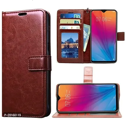 BINTAGE Magnetic Case Artificial Leather Flip Cover for Vivo v2304 / Vivo_V29e - Tan Brown-thumb2