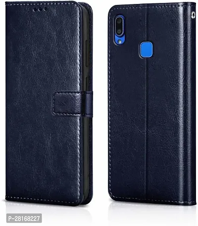 BINTAGE Magnetic Case Artificial Leather Flip Cover for Vivo Y95  / Vivo 1807 - Navy Blue-thumb2