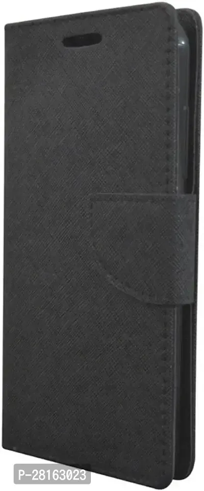 BINTAGE Flexible Artificial Leather Flip Cover for VIVO Y55::Vivo Y1610 - Full Black-thumb0