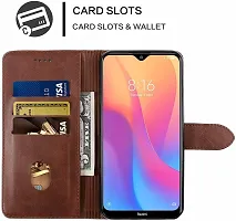 BINTAGE Magnetic Case Artificial Leather Flip Cover for Vivo Y12 -Vivo 1904 - Cherry Brown-thumb4