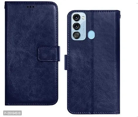 BINTAGE Magnetic Case Artificial Leather Flip Cover for Itel Vision 3 - Blue-thumb0