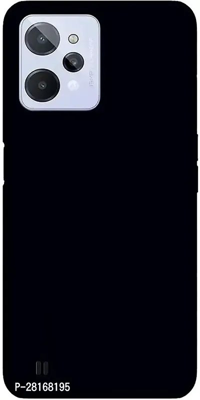 BINTAGE Flexible Rubber Back Cover for Realme C31 - Black-thumb2