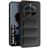 BINTAGE Matte Soft Case | Liquid Silicon Puff Case Back Cover for Realme 12 Plus 5G - Black-thumb1