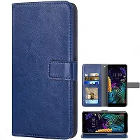 BINTAGE Magnetic Case Artificial Leather Flip Cover for Infinix Smart 5 - Navy Blue-thumb1