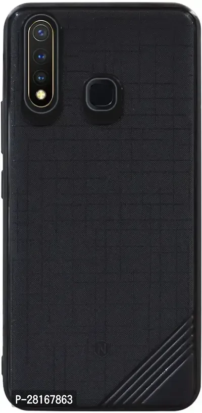 BINTAGE Flexible Rubber Back Cover for Vivo Y19 - Black-thumb0