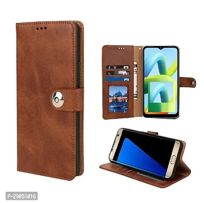 BINTAGE Genuine Leather Finish Flip Cover for Realme 12Pro /12pro+ /P1 Pro| Inside Back TPU Wallet Button Magnetic Closure for Realme 12 Pro 5G - Brown-thumb2