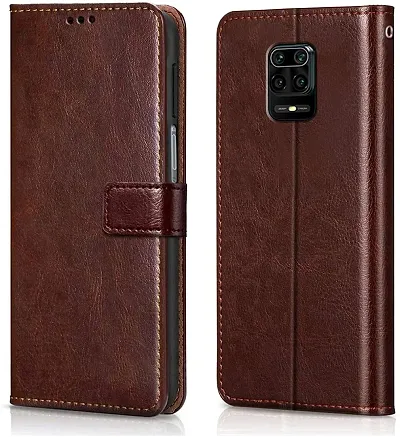 Cloudza Redmi Note 10 Lite Flip Back Cover | PU Leather Flip Cover Wallet Case with TPU Silicone Case Back Cover for Redmi Note 10 Lite Brown