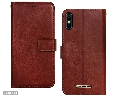 BINTAGE Magnetic Case Artificial Leather Flip Cover for LAVA z61 - Executive Brown-thumb0