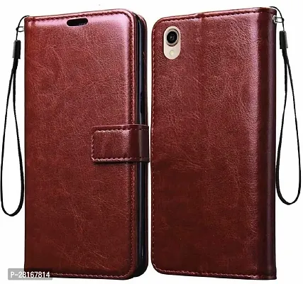 BINTAGE Magnetic Case Artificial Leather Flip Cover for Vivo 1820 - Vivo Y91i - Brown-thumb2