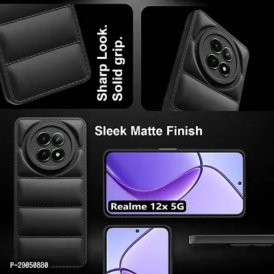 BINTAGE Matte Soft Case | Liquid Silicon Puff Case Back Cover for Realme 12 Plus 5G - Black-thumb5