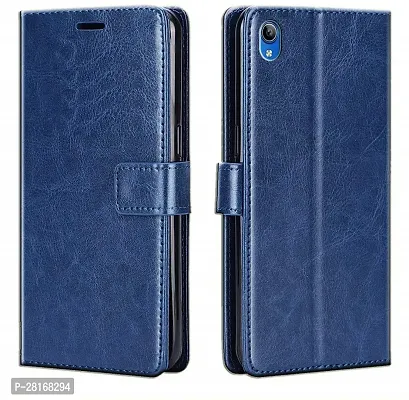 BINTAGE Magnetic Case Artificial Leather Flip Cover for Vivo Y90 /1908 /Vivo Y91i / 1820 - Blue-thumb0