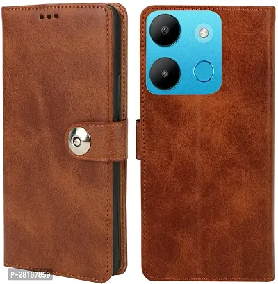 BINTAGE Magnetic Case Artificial Leather Flip Cover for Infinix X6516 / Smart 7 HD - Executive Brown-thumb0