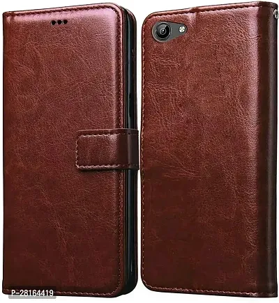 BINTAGE Magnetic Case Artificial Leather Flip Cover for Vivo 1801 / Vivo Y71i - Red-thumb3