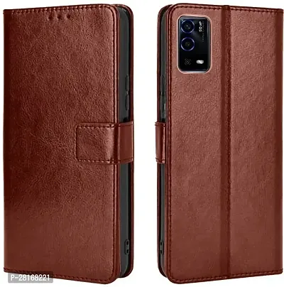 BINTAGE Magnetic Case Artificial Leather Flip Cover for OPPO A55 - Brown-thumb0