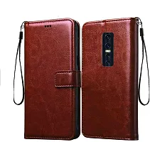 BINTAGE Magnetic Case Artificial Leather Flip Cover for Vivo V17 Pro - Vivo 1909 - Brown-thumb1