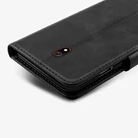 BINTAGE Magnetic Case Artificial Leather Flip Cover for Mi Redmi 8A - Venom Black-thumb2