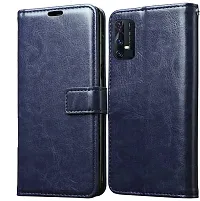 BINTAGE Magnetic Case Artificial Leather Flip Cover for Realme 7 - RMX2151 - Attractive Blue-thumb1