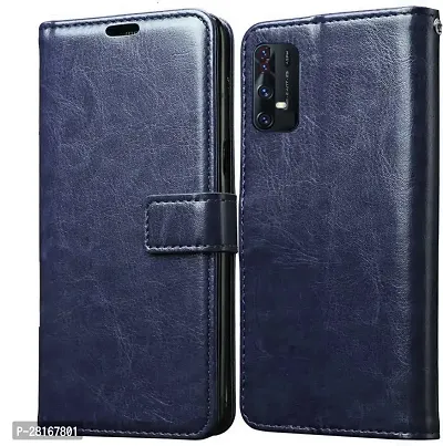 BINTAGE Magnetic Case Artificial Leather Flip Cover for Realme 7 - RMX2151 - Attractive Blue-thumb2