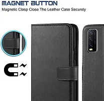 BINTAGE Magnetic Case Artificial Leather Flip Cover for Vivo V2068 /Vivo Y12G - Charcoal Black-thumb2