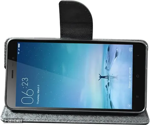 BINTAGE Flexible Artificial Leather Flip Cover for VIVO Y55::Vivo Y1610 - Full Black-thumb3