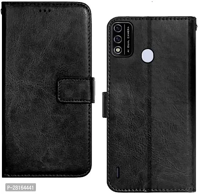 BINTAGE Magnetic Case Artificial Leather Flip Cover for Itel A48 - L6006 - Charcoal Black-thumb2