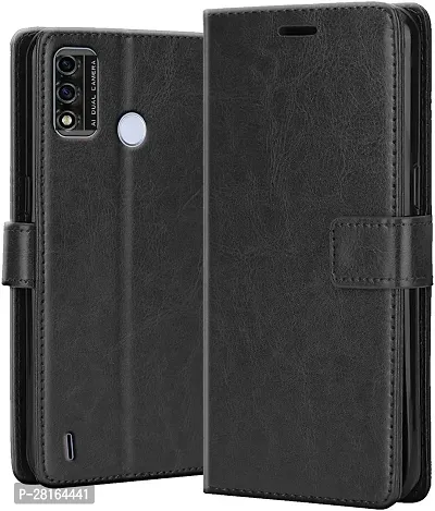 BINTAGE Magnetic Case Artificial Leather Flip Cover for Itel A48 - L6006 - Charcoal Black-thumb0