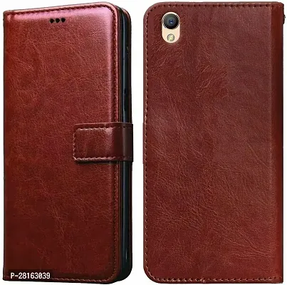 BINTAGE Magnetic Case Artificial Leather Flip Cover for OPPO A37 Old 2016 Model - Executive Brown-thumb0