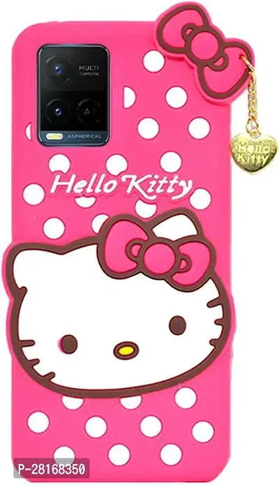 BINTAGE Flexible Rubber Back Cover for vivo Y21T - Kitty Pink-thumb0