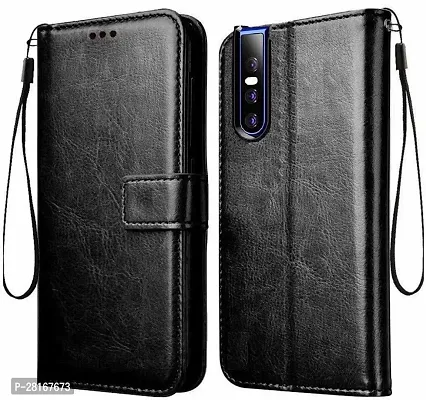 BINTAGE Magnetic Case Artificial Leather Flip Cover for Vivo V15 Pro - Venom Black-thumb0