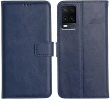 BINTAGE Magnetic Case Artificial Leather Flip Cover for OPPO CPH2239 / A54 5G - Attractive Blue-thumb1